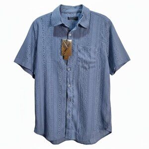 NWT | PJ Paul Jones Light Blue Textured Eyelet Button-Up Shirt | M